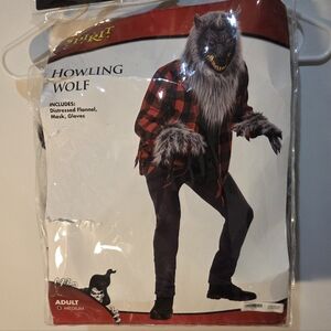 Spirit Howling Wolf Costume for Adults - Red and Gray